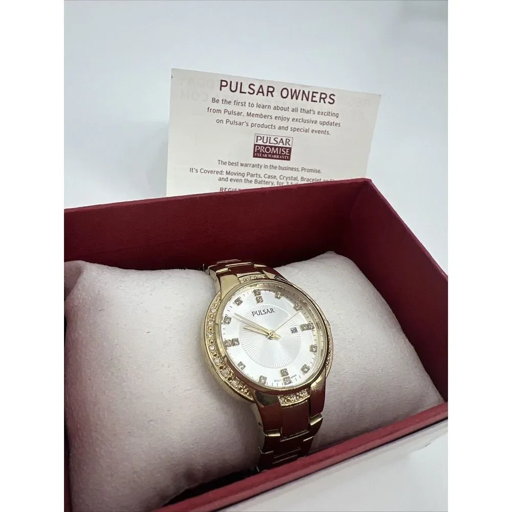 Pulsar Women's Gold Stainless Steel Silver‎ Dial Watch PJ2014